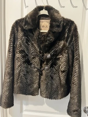 Vintage Guess Jeans Brown Faux Fur Jacket - Image 1 of 4