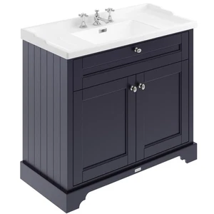 Old London Floor Standing Vanity Unit 3TH Basin 1000mm Twilight Blue - Picture 1 of 9