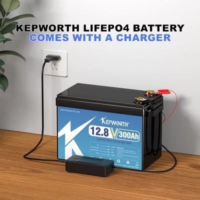 KEPWORTH LiFePO4 12V 300Ah batteria litio camper impianto solare batteria BMS 10 anni di vita