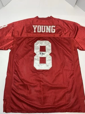 🔥Steve Young 49ers Autografiado Mitchell & Ness Throwbacks Camiseta Roja Foto 1 de 4