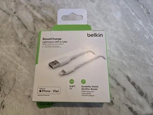 BELKIN BOOST CHARGE LIGHTNING TO USB-A CABLE MFI-CERTIFIED 2M WHITE CAA001BT2MWH - Picture 1 of 3