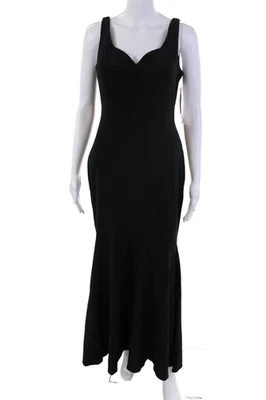 Maxi vestido acampanado sin mangas con cuello en V negro talla 8 de Betsy & Adam para mujer Foto 1 de 4