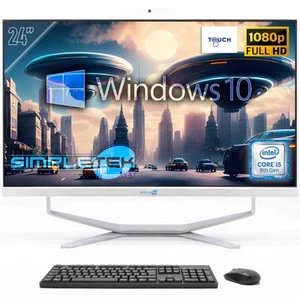 All In One 24" Fhd Touch I5 8Th Gen Win10 Ram 8 Gb Ssd 120 Gb Pc Fisso Webcam 2K - Picture 1 of 9