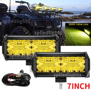 7in LED Work Driving Light Bar Wire fit Tractor ATV UTV Truck Golf Cart Off Road - Picture 1 of 18