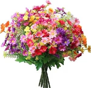 12 Bundles Artificial Silk Daisy Flowers for Outdoor Indoor Decor Graves Garden - Picture 1 of 11