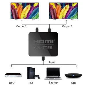 HDMI Splitter 1 In 2 Out 1080P 4K 1X2 HDCP Stripper 3D Power Amplifier L - Imagen 1 de 6