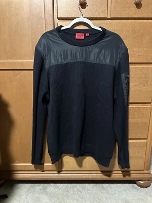 Hugo Boss Men's Black Syoke Cotton & Wool  Mix Media Sweater Size XL - Image 1 of 4