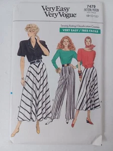 Vogue 7479 Very Easy Sewing Pattern Skirts Pants Size 8 10 12 Uncut Free Ship - Picture 1 of 4