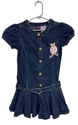 Disney princess girls denim dress short sleeve button front size 6/6X - Image 1 of 4