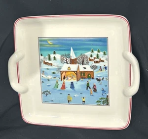 Villeroy Boch NAIF CHRISTMAS Square Handled Cake Plate Great Condition - Picture 1 of 5