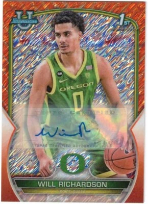 WILL RICHARDSON 22/23 Bowman Chrome U University ORANGE Refractor Auto / 25 - Image 1 of 2