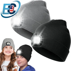 Cappello Berretto LED con Luce USB Ricaricabile Maglia Scalda Fari Ragazzi Ragazze - Foto 1 di 14