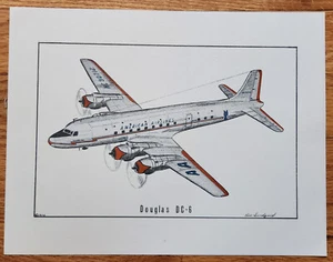 Impresión de avión American Airlines Douglas DC-6 8,5x11" Ron Sundquist 1970 - Imagen 1 de 1