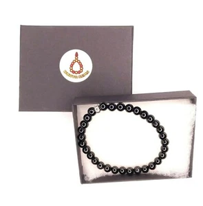 Elegant Genuine Gemstone Black Tourmaline 6mm Bracelet 925 Silver Bead Gift 700 - Picture 1 of 12