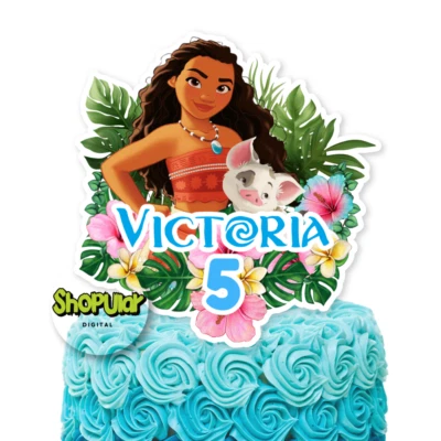 Moana Ocean Princess Personalised Cake Topper Custom Name Age Birthday Party - image 1 of 2