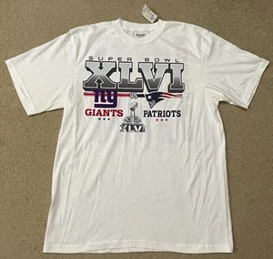 Reebok Super Bowl XLVI New York Giants Patriots T-Shirt XL Rosters 2-Sided NWT - Picture 1 of 10