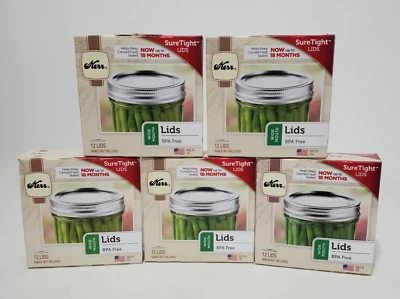 KERR (Lot of 5/60 lids) Wide Mouth Mason Canning Jar Lids BPA Free/Made is USA - Image 1 of 2