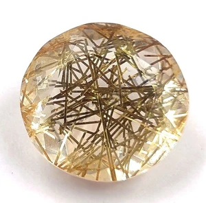 55.35 CT GOLDEN ROUND Rutilated Quartz Certified Transparent Loose Gems 5ATZ - Picture 1 of 7