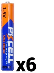 6 SIX PKCELL AAAA ALKALINE BATTERIES 1.5V LR61 EN96 MN2500 BRAND NEW EXP 2034 - Picture 1 of 3