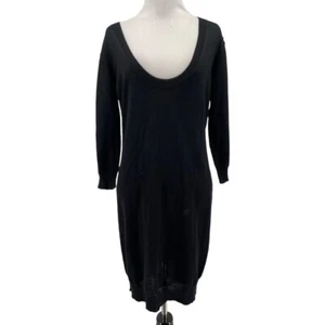 3.1 Phillip Lim Black Wool Cashmere 3/4 Sleeve Scoop Neck Sweater Dress Medium - Picture 1 of 5