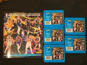 2023-24 Panini NBA Stickers (1) NEW ALBUM + (5) SEALED PACKS Open WEMBANYAMA RCs - Picture 1 of 1