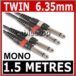 1.5M Twin MONO 1/4 Jack to Jack 6.3mm CABLE 6.35 LEAD 6.35mm 1/4" Plug