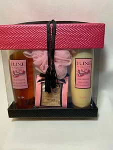 Luxe Pink Paradise Bath and Body Care Set Shower Gel Body Lotion Bath Salts + - Picture 1 of 7