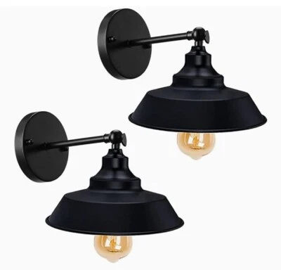 Vintage Industrial Wall Sconces Antique 240 Degree/E26 Base Hardwired (Set Of 2) - Image 1 of 4
