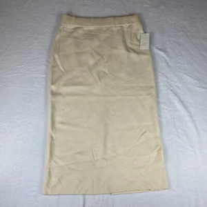 A New Day A-Line Skirt Womens 2XL Cream Cozy Knit Back Slit High Waisted Pull On - Picture 1 of 5
