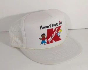 Vintage New  80s Kmart Loves Kids White Mesh Trucker Snapback Hat - Picture 1 of 3
