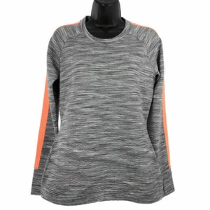 Athleta Women's Sweatshirt Snowscape Crew Pullover Quilted Gray Orange Small - Picture 1 of 7