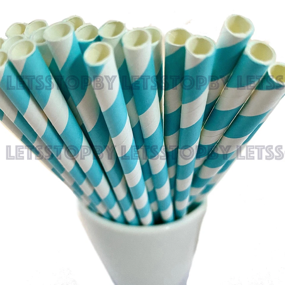 100/500 Bulk Paper Straw STRIPED for Birthday Baby Shower Party Event Disposable - Image 1 of 1
