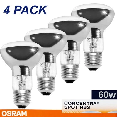 4 x 60W Incandescent R63 Reflector Light Globes Bulbs Edison Screw E27 Dimmable - Image 1 of 4