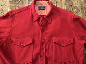 Vintage Wool Pendleton. Red Mens M-L 16.5 Work Hunting Shirt-USA - Picture 1 of 10