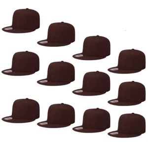 Wholesale lot 12 pcs Blank Snapback Hats Hip Hop Style Adjustable Size Flat Bill - Picture 1 of 41