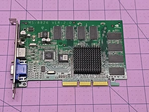 MSI MS-8826 Ver 2.0 GeForce2 MX400 64MB Pro AGP Video Card S-Video VGA DVI - Photo 1/7