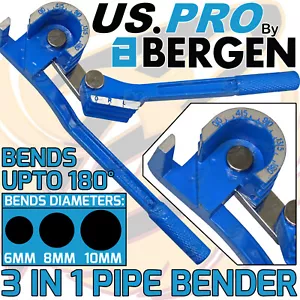US PRO Pipe Bender Tube Bending Tool 3 in 1 180° Degrees Brake Fuel 6mm 8mm 10mm - Picture 1 of 5