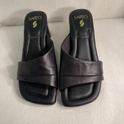 Franco Sarto Slides Dreamy Black Linley Shoes Soft Leather 8.5 M - Image 1 of 4