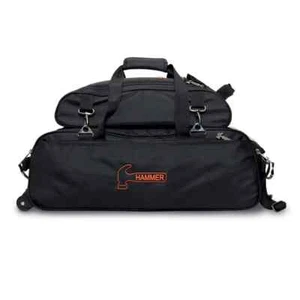 Hammer Premium Slim Triple Black 3 Ball Tote With Shoe Pouch Bowling Bag - Picture 1 of 9