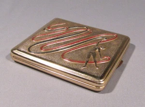 Cigarette Case Sport Gimnastic Russian Aluminium Vintage Soviet Holder Box - Picture 1 of 6