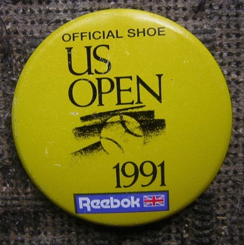 1991 US OPEN Souvenir 2" Button - Reebok Official Shoe Sponsor Cover