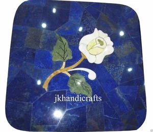 12'' Marble Coffee Table Top Lapis Lazuli Inlay Art Handmade Hallway Decor Art - Picture 1 of 3