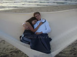 Cama de hamaca de campamento mexicana maya de algodón blanco para familia - Imagen 1 de 4
