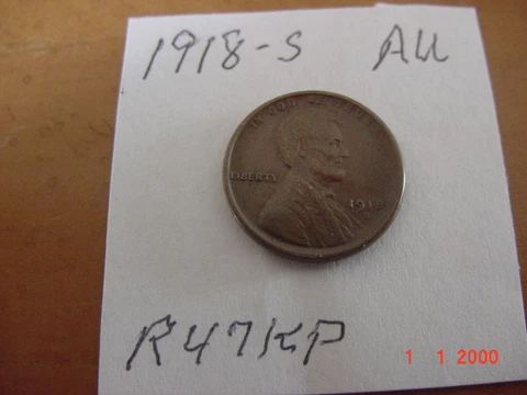 1918S Lincoln Cent  High grade  AU Cover