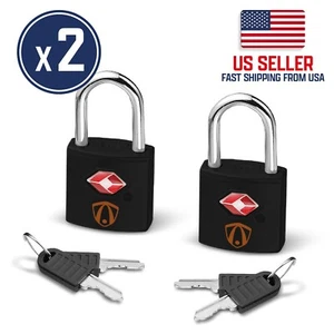 2 Pack TSA Approved Padlock w/ Key Set for Secure Protected Luggage - Picture 1 of 5