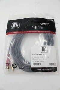 Cable de audio moldeado KRAMER C-2RAM/2RAM-15 2 RCA (M) a 2 RCA (M) 15 pies/4,6 metros - Imagen 1 de 2
