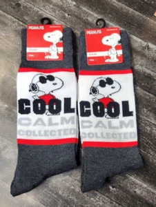 Peanut Unisex Snoopy "Cool Calm Collected" Crew Socks (Size 6.5-12) 2 pair - Picture 1 of 3