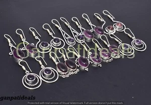 Christmas Sale! Amethyst Gemstone Earring Lot 925 Sterling Silver Plated Lot - Picture 1 of 6