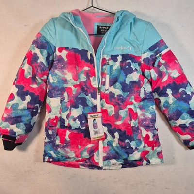 Hurley Snow Jacket Youth Girls Medium 10/12 Multicolor Camo Heavyweight Hooded - Image 1 of 4