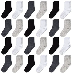 24 Pairs Kids Socks (10-13Y) - 6 Black/6 White/6 Dark Gray/6 Light Gray, Back... - Picture 1 of 7
